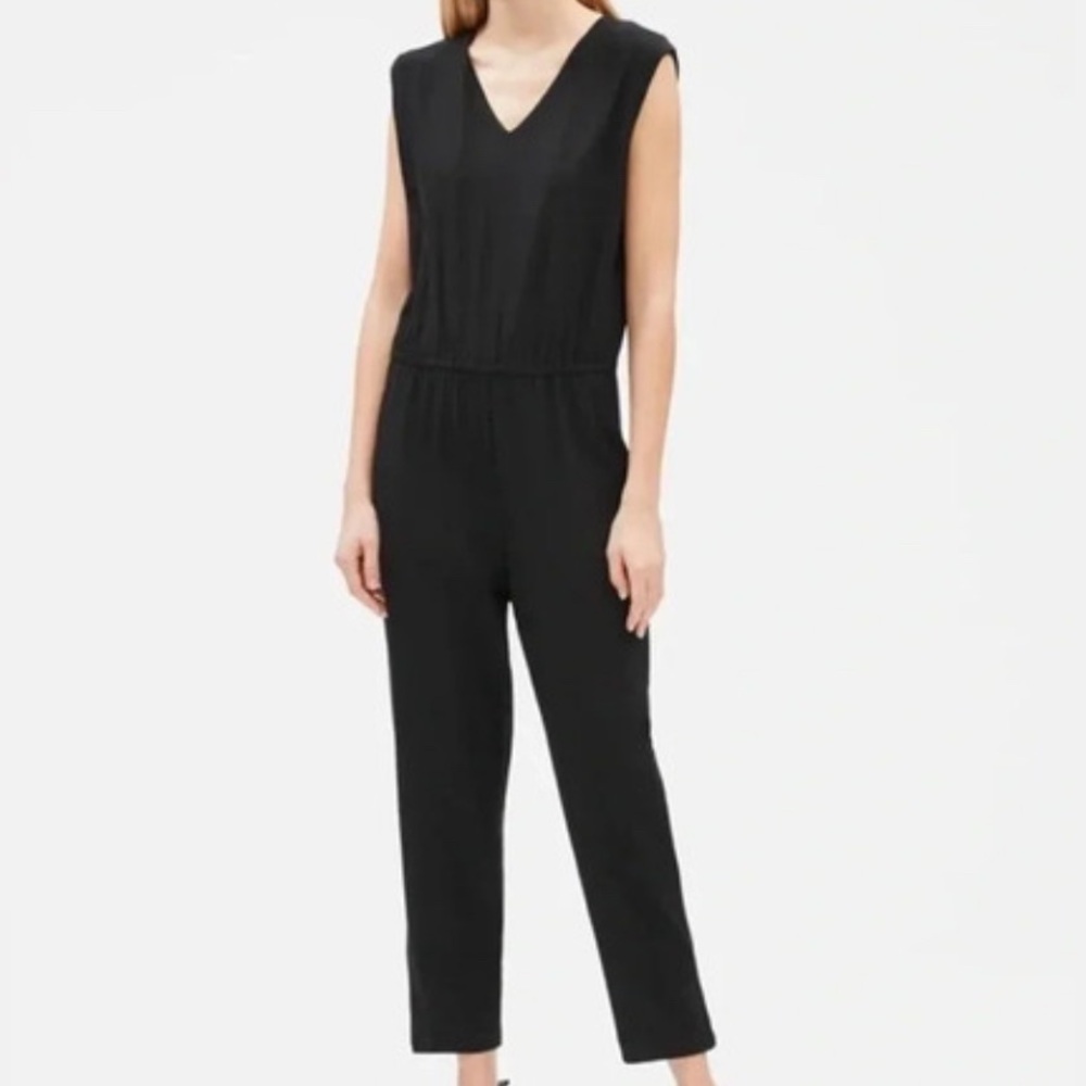 Eileen Fisher Washable Stretch Crepe Knit Jumpsuit